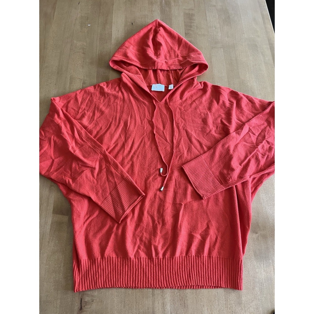 Cyrus Hooded Knit Sweater Red Pullover Long Sleeve Women's Size Large